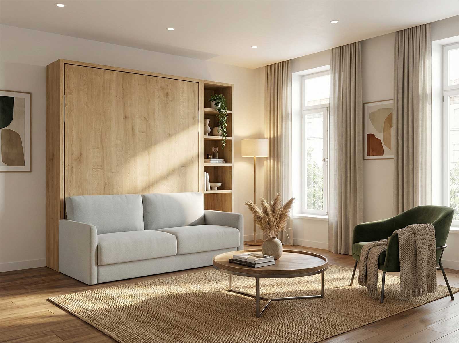 Primjer primjene zidni krevet FlipFlap SW sa sofom