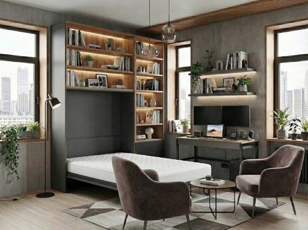 Primjer vertikalnog zidnog kreveta FlipFlap V 90x200 otvoreni