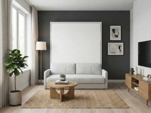 Zidni krevet sa sofom FlipFlap SW u malom dnevnom boravku