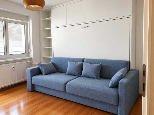 Zidni krevet sa trosjedom Flipflap DW 140x200 plavi zatvoreni
